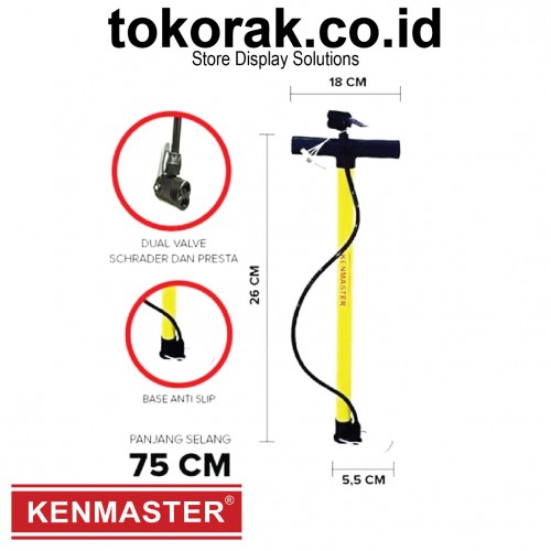 POMPA SEPEDA KUNING KENMASTER POMPA BAN TABUNG MANUAL SEPEDA MOTOR
